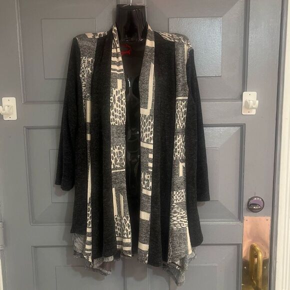 Ali Miles Open Front Reversible Cardigan Floral & Animal Print Oversized Sz S - Picture 2 of 10